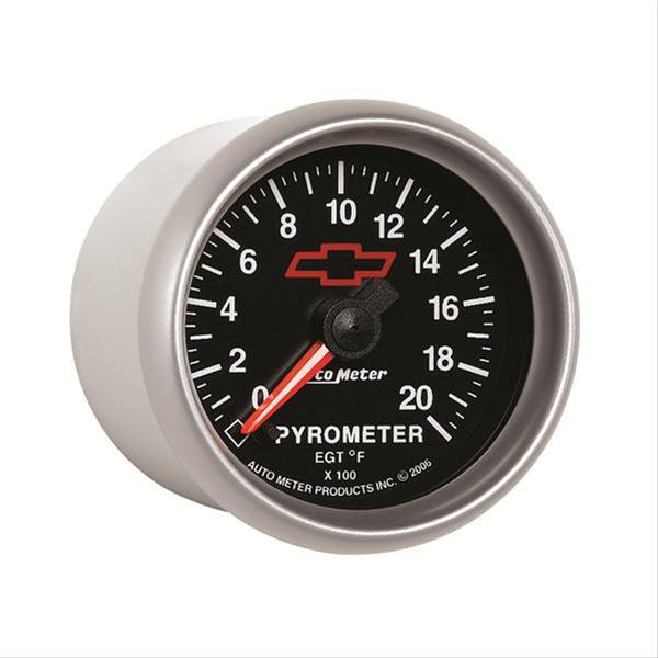 AutoMeter Gauge Pyrometer (Egt) 2-1/16in. 2000 Deg. F Stepper Motor Chevy Red Bowtie Black thumbnail 5