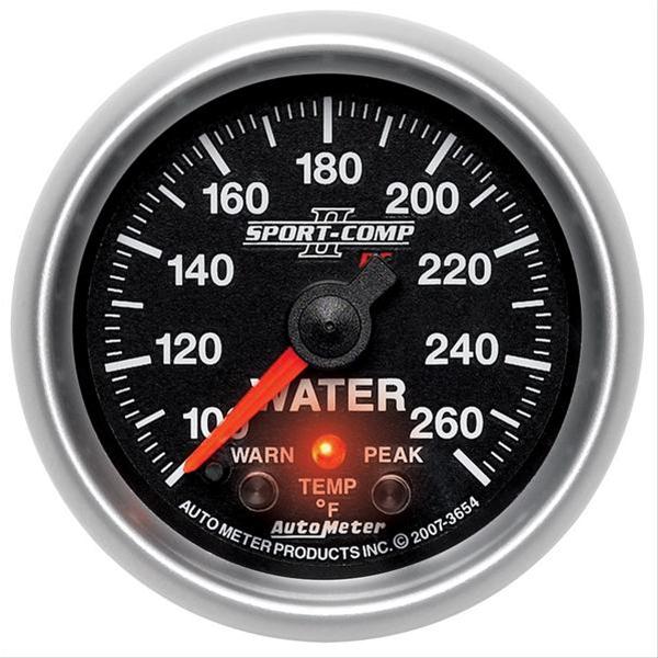 Autometer Sport-Comp II 52.4mm 100-260 Deg F Water Temp Peak & Warn w/ Electronic Control Gauge