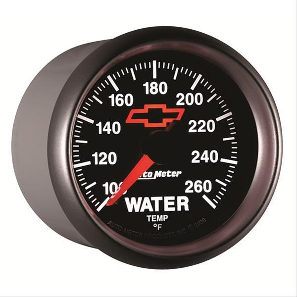 AutoMeter Gauge Water Temp 2-1/16in. 100-260 Deg. F Digital Stepper Motor Chevy Red Bowtie Black thumbnail 2