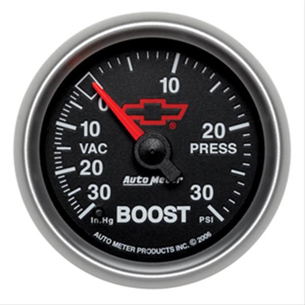 Autometer GM Bowtie 52mm Full Sweep Electronic 30 In Hg-Vac/30 PSI Vacuum/Boost Gauge