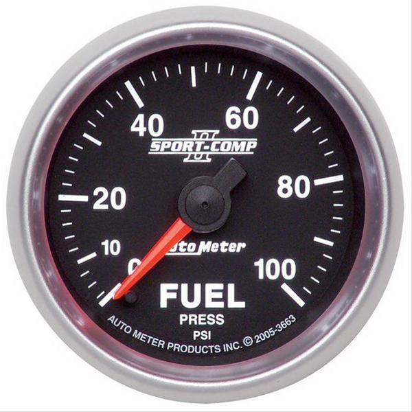 Autometer Sport-Comp II 52mm 0-100 PSI Full Sweep Electronic Fuel Pressure Gauge