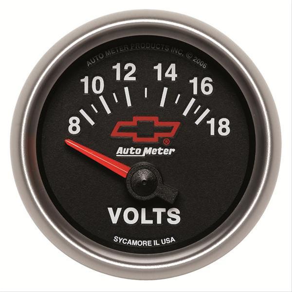 Autometer GM Bowtie Black 2-1/16 Voltmeter 8-18V