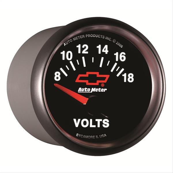 Autometer GM Bowtie Black 2-1/16 Voltmeter 8-18V thumbnail 2