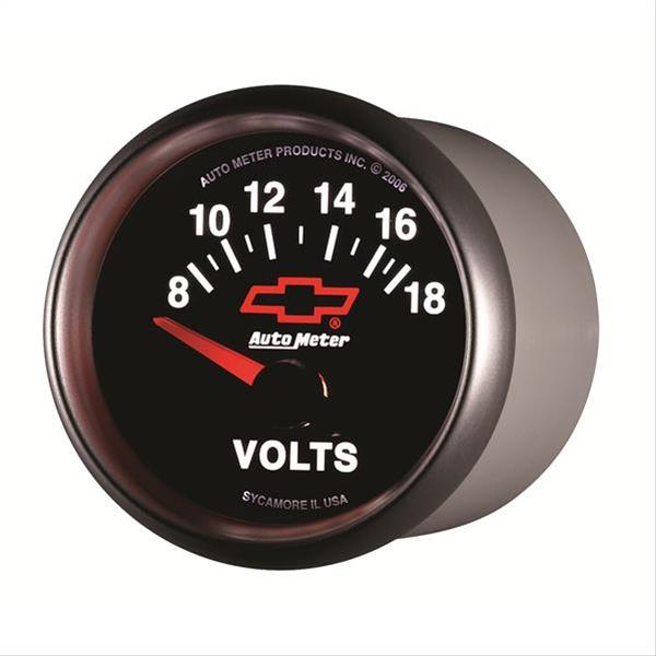 Autometer GM Bowtie Black 2-1/16 Voltmeter 8-18V thumbnail 4