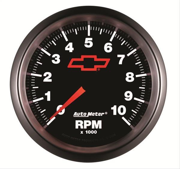 AutoMeter Gauge Tachometer 3-3/8in. 10K RPM In-Dash Chevy Red Bowtie Black thumbnail 6