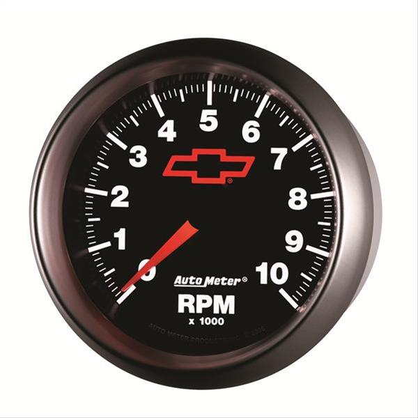 AutoMeter Gauge Tachometer 3-3/8in. 10K RPM In-Dash Chevy Red Bowtie Black thumbnail 4