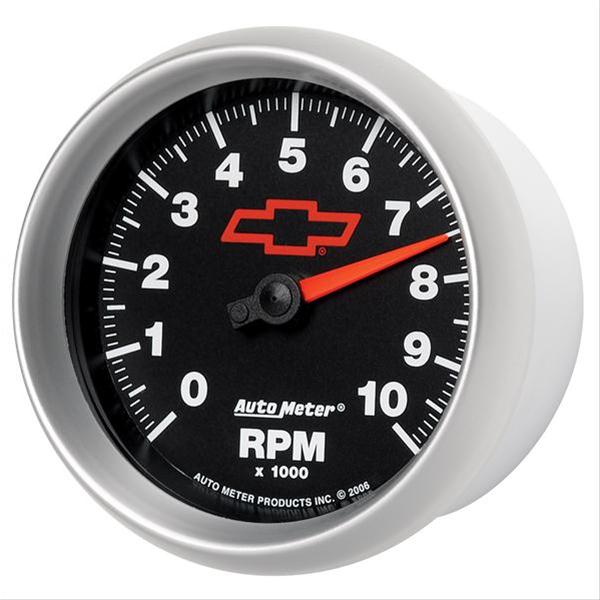 AutoMeter Gauge Tachometer 3-3/8in. 10K RPM In-Dash Chevy Red Bowtie Black thumbnail 2