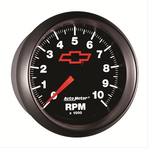 AutoMeter Gauge Tachometer 3-3/8in. 10K RPM In-Dash Chevy Red Bowtie Black thumbnail 3