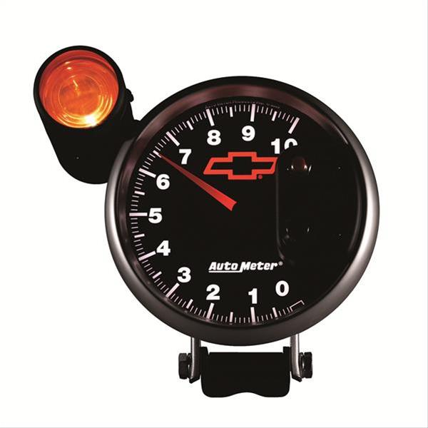 Autometer GM Bowtie Black 5in 10000 RPM Pedestal Electronic Tachometer w/ Ext Shift Light thumbnail 5