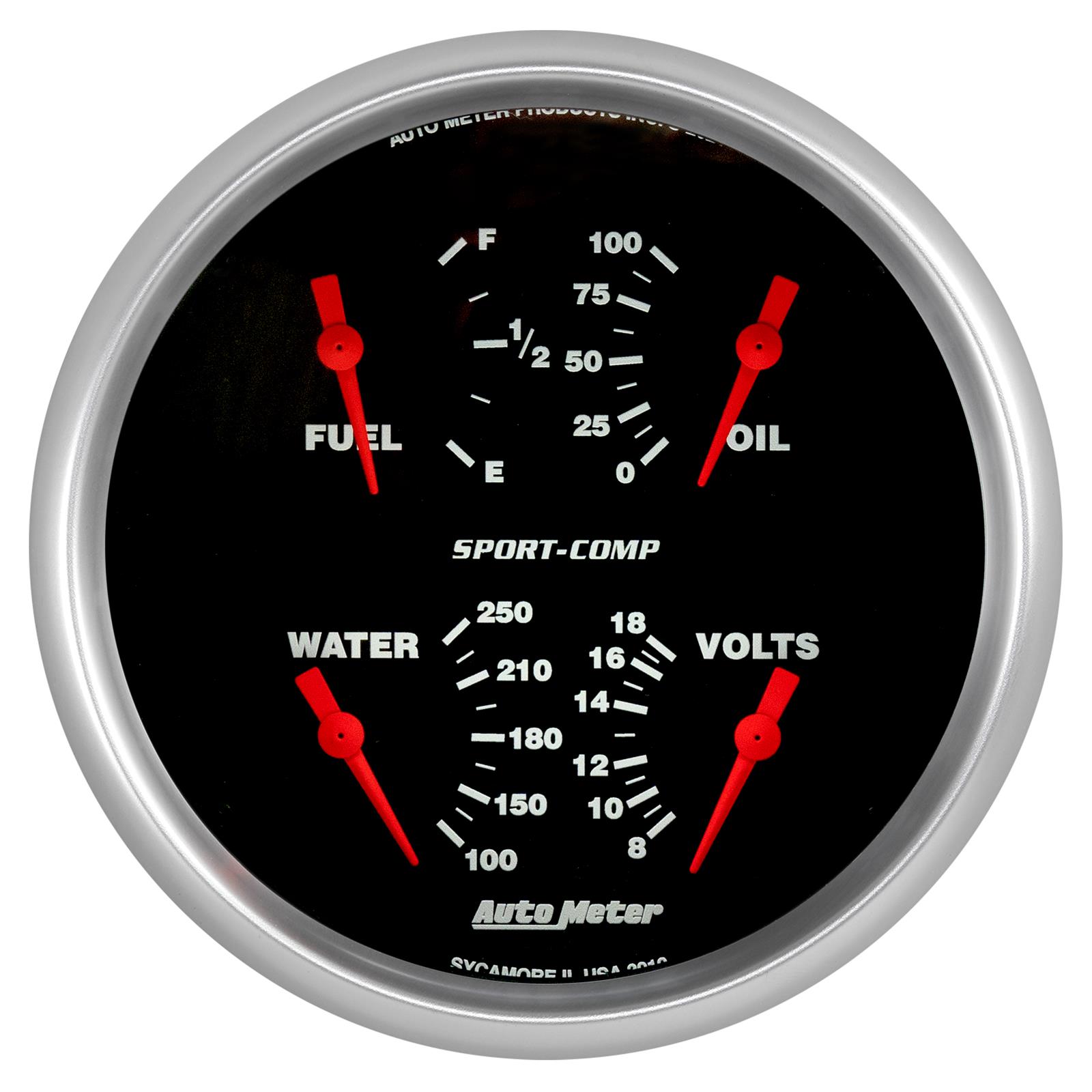 Autometer Quad 5in. 0-90 Ohm Electric Sport-Comp Gauge
