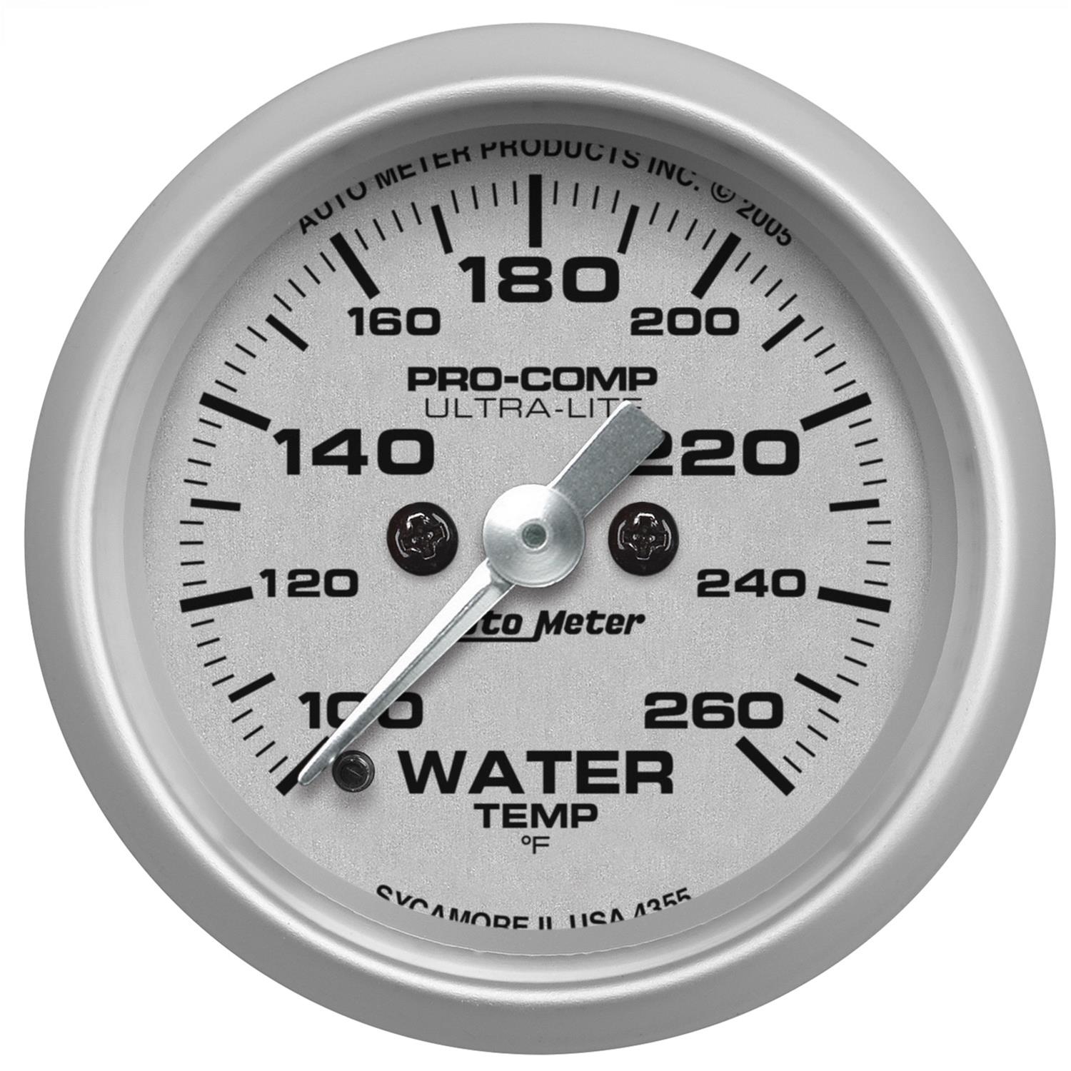 Autometer Ultra-Lite 52mm 100-260 degree F Full Sweep Electronic Water Temperature Gauge thumbnail 4