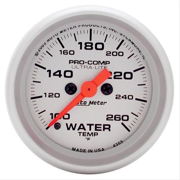 Autometer Ultra-Lite 52mm 100-260 degree F Full Sweep Electronic Water Temperature Gauge thumbnail 5