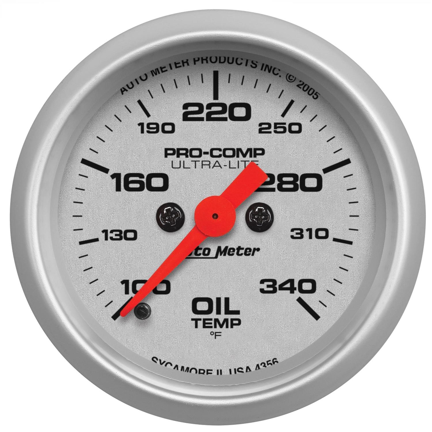 Autometer Ultra-Lite 52mm 100-340 degree F Full Sweep Electronic Oil Temperature Gauge thumbnail 4