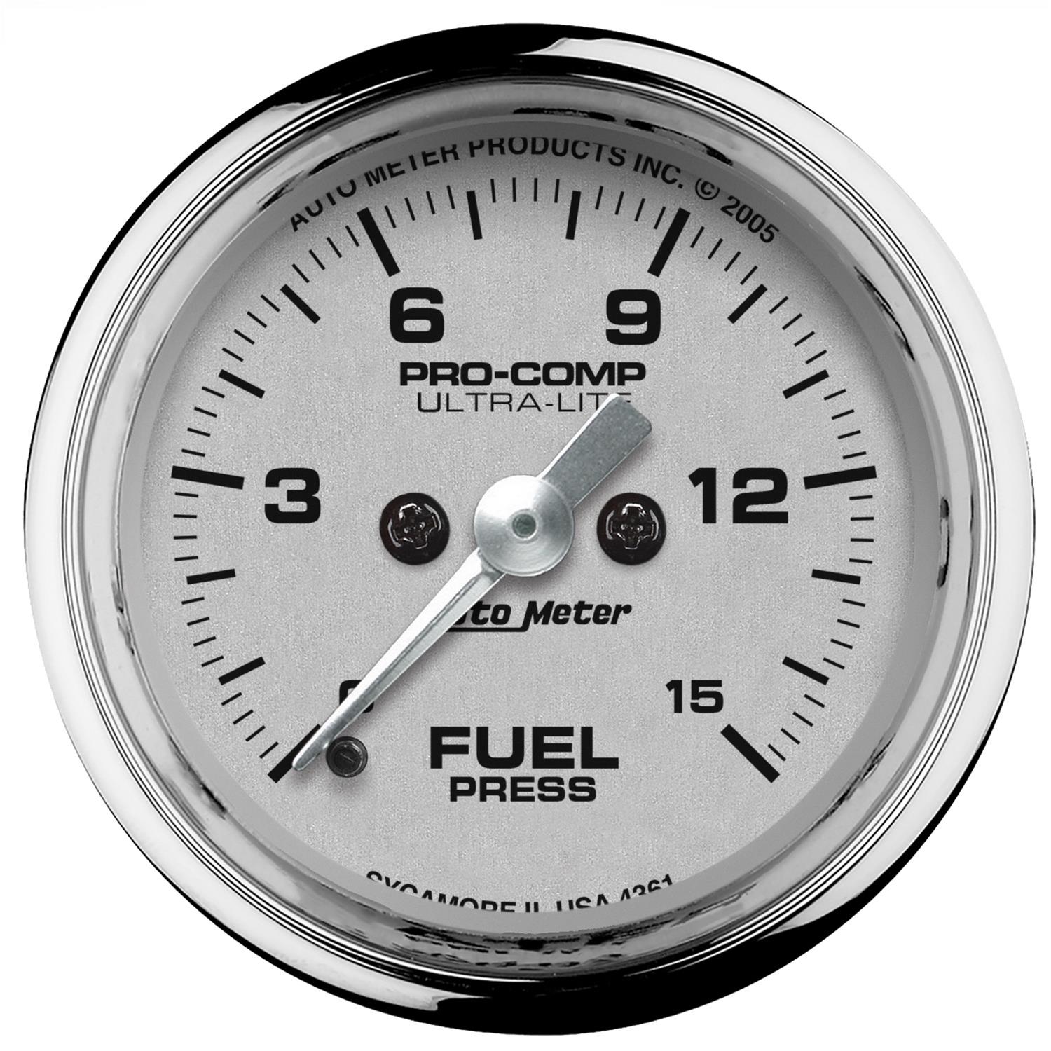 Autometer Ultra-Lite 2-1/16in 15psi Fuel Pressure Gauge - Digital Stepper Motor