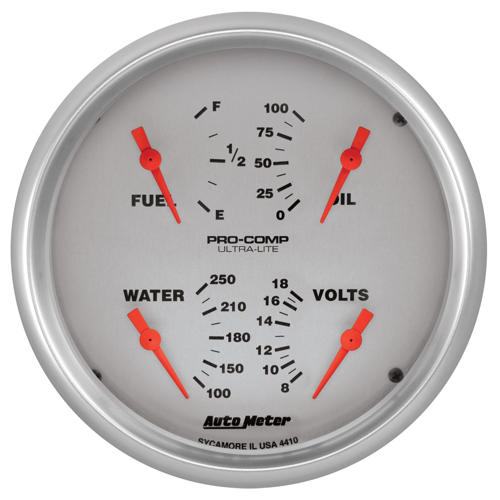 Autometer Ultra-Lite Quad Gauge 5in. 240Ohm (E) - 33Ohm (F) Electric