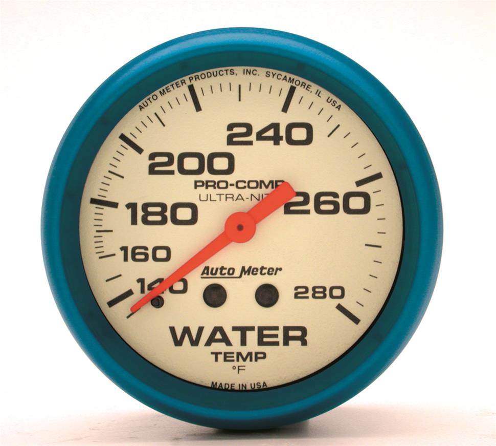 Autometer Ultra-Nite 2-5/8in 140-280 Deg F Mechanical Glow In The Dark Water Temp Gauge thumbnail 2