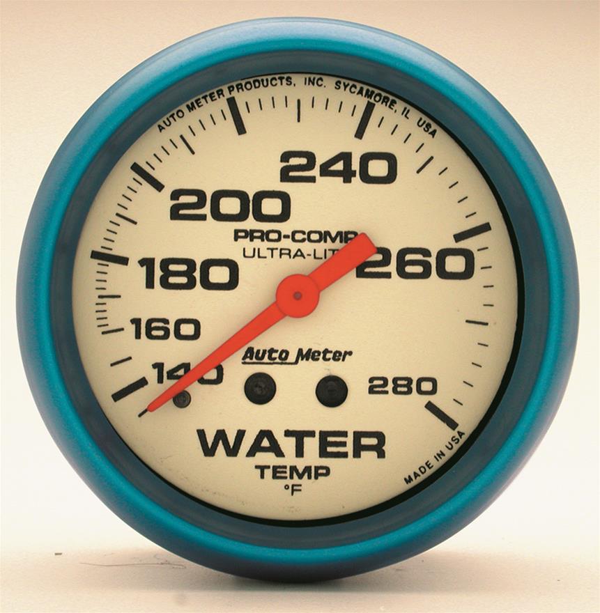 Autometer Ultra-Nite 66.7mm 140-280 Deg F Mechanical Water Temp Gauge thumbnail 2