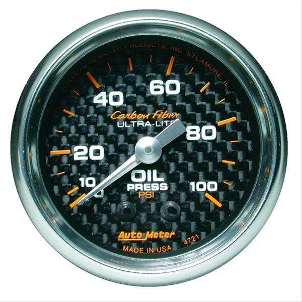 AUTO METER ULTRA LITE CARBON FIBER ELECTRIC OIL PRESSURE GAUGE 52MM ; € ...