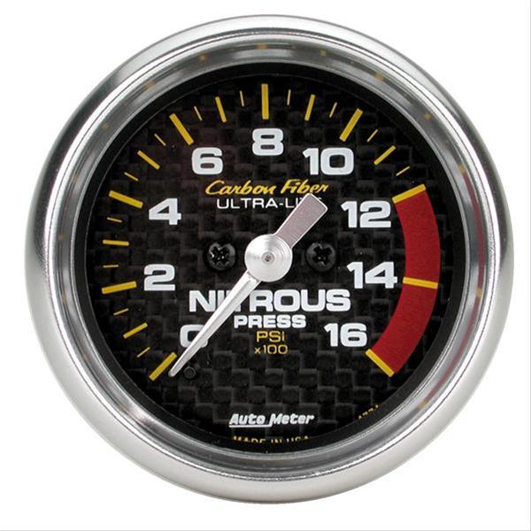 Autometer Carbon Fiber 52mm 0-1600 PSI Full Sweep Electronic Nitrous Pressure Gauge
