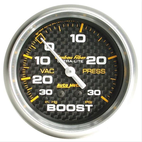 Autometer Carbon Fiber 52mm 30 PSI Mechanical Boost Gauge
