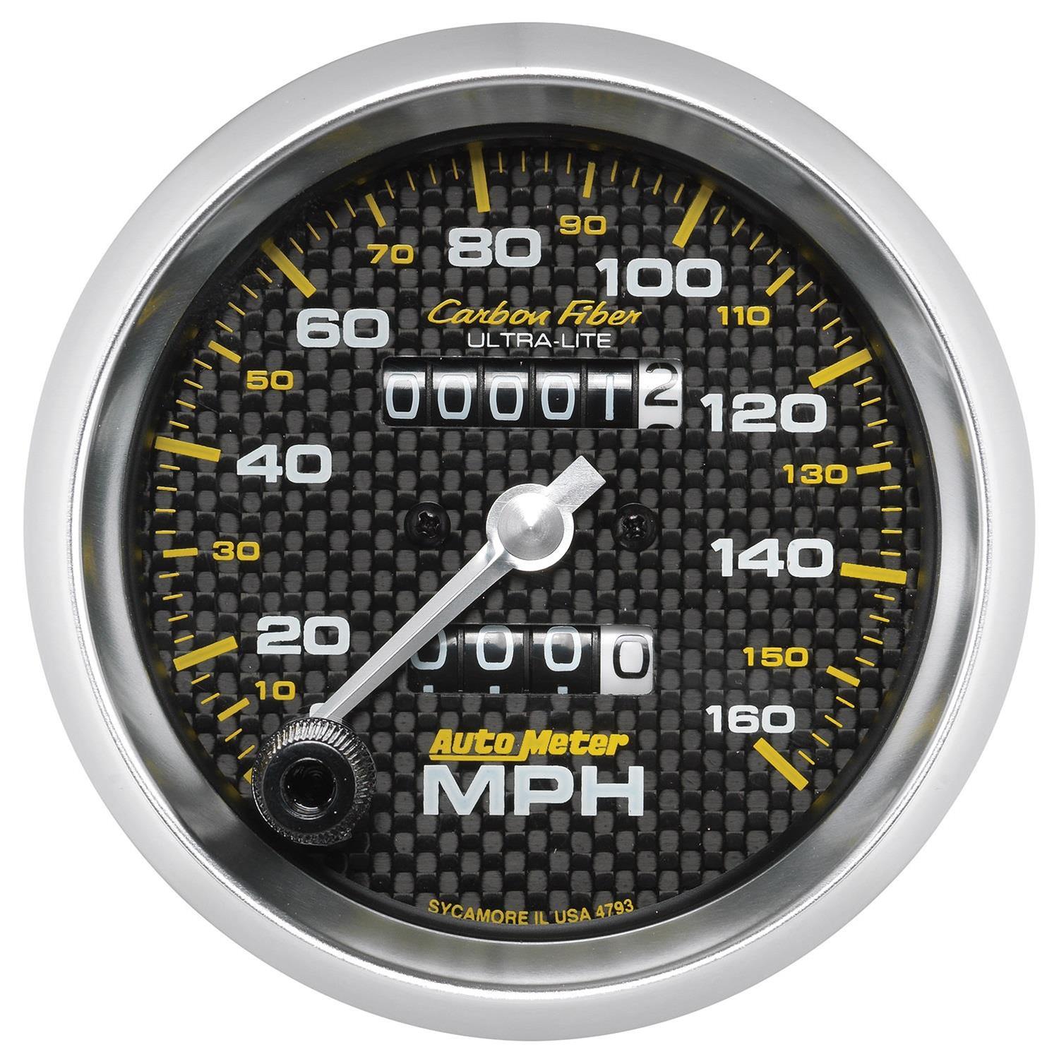 AutoMeter Gauges 4895 GAUGE, SPEEDOMETER, 5-in., 160MPH, MECHANICAL, CARBON FIBER