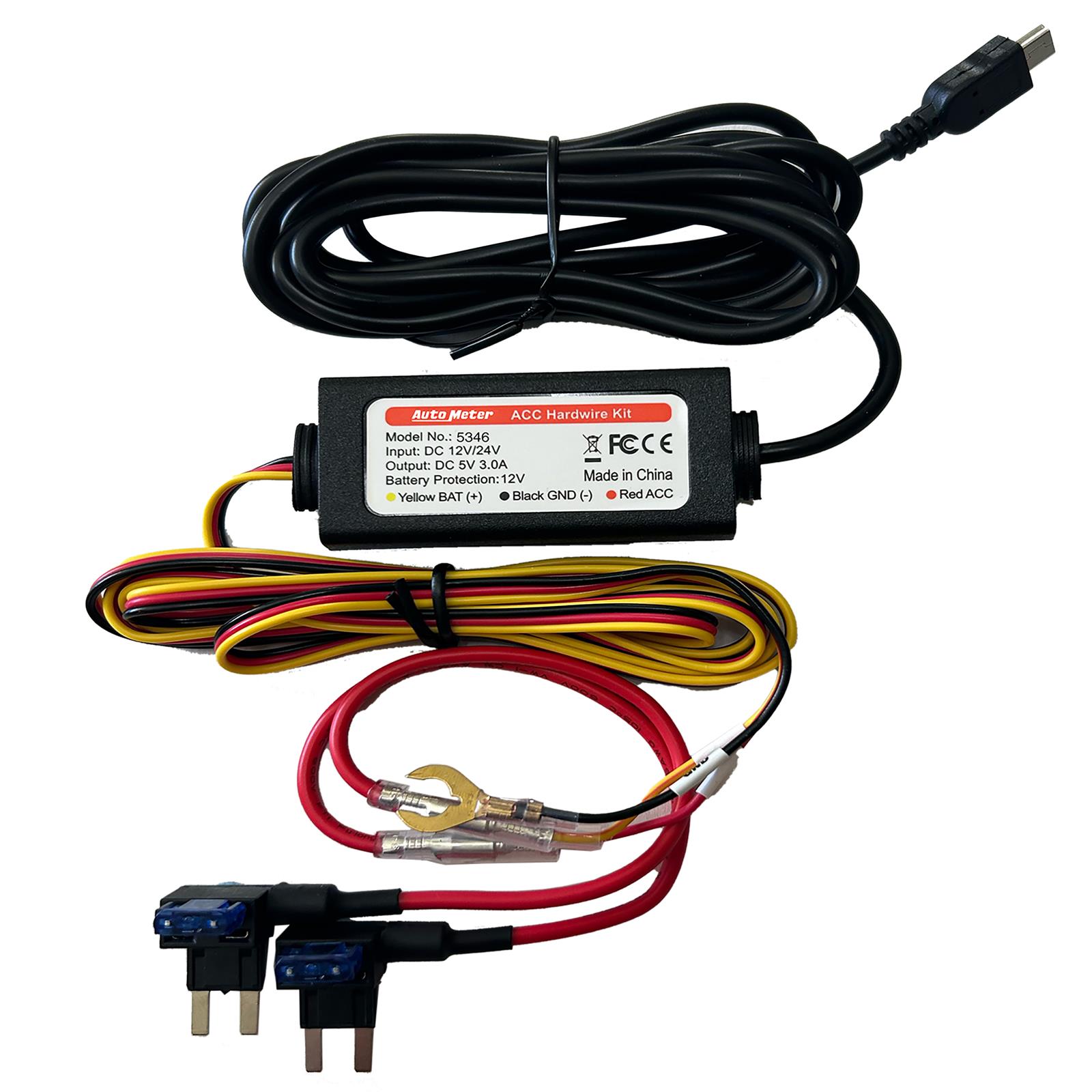 Autometer Hard Wire Kit w/Parking Mode (For Part #9124 Guardian 360 Dash Cam)