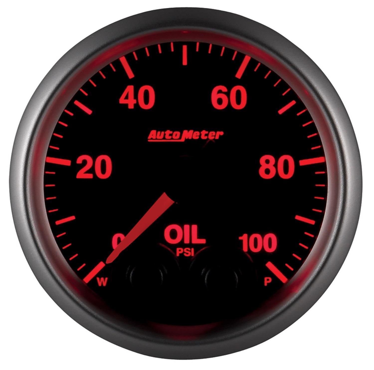 AutoMeter NASCAR Elite Series Analog Gauges 5652-05702-A Gauge, Analog, Stepper Motor w/o Pro Control, w/4AN Sensor, Oil Pressure, 0-100 PSI, 2 1/16 in. Diameter, Black Face, Each thumbnail 5