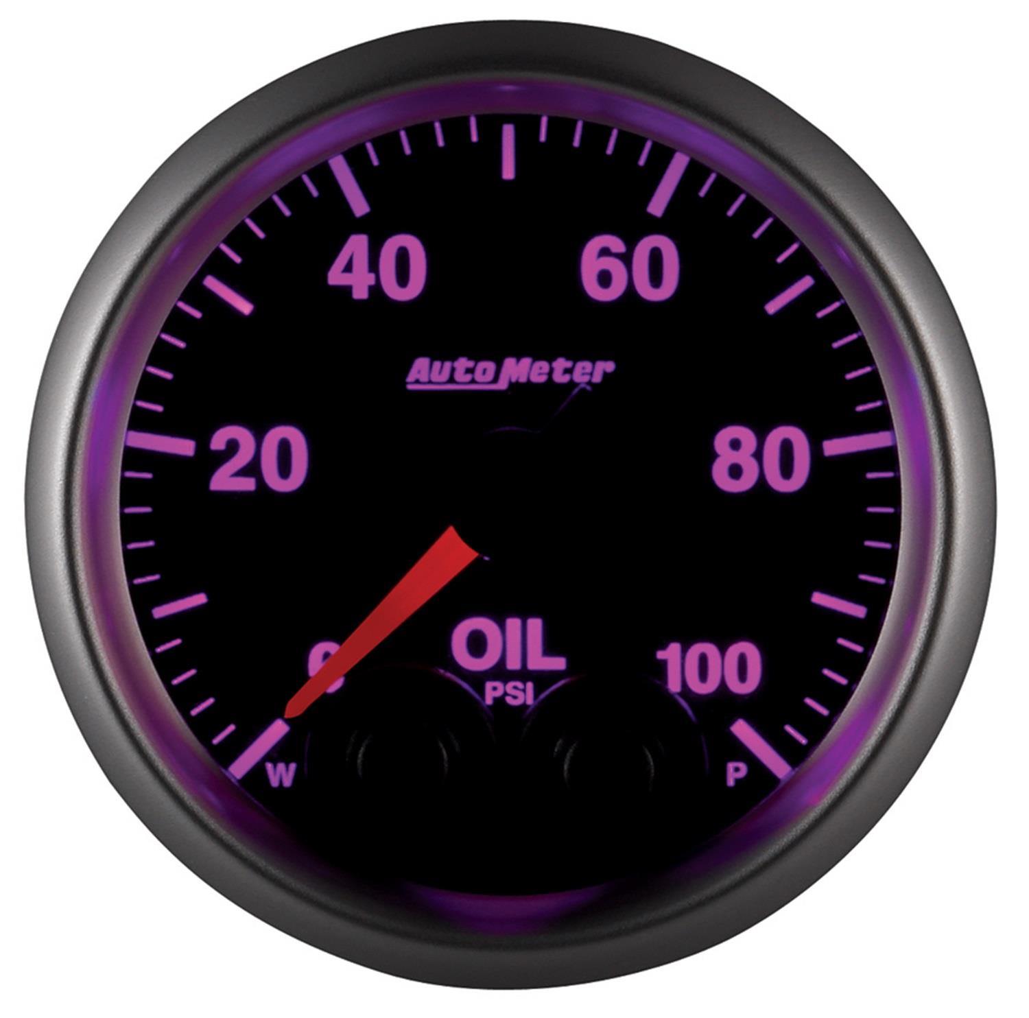 AutoMeter NASCAR Elite Series Analog Gauges 5652-05702-A Gauge, Analog, Stepper Motor w/o Pro Control, w/4AN Sensor, Oil Pressure, 0-100 PSI, 2 1/16 in. Diameter, Black Face, Each thumbnail 6