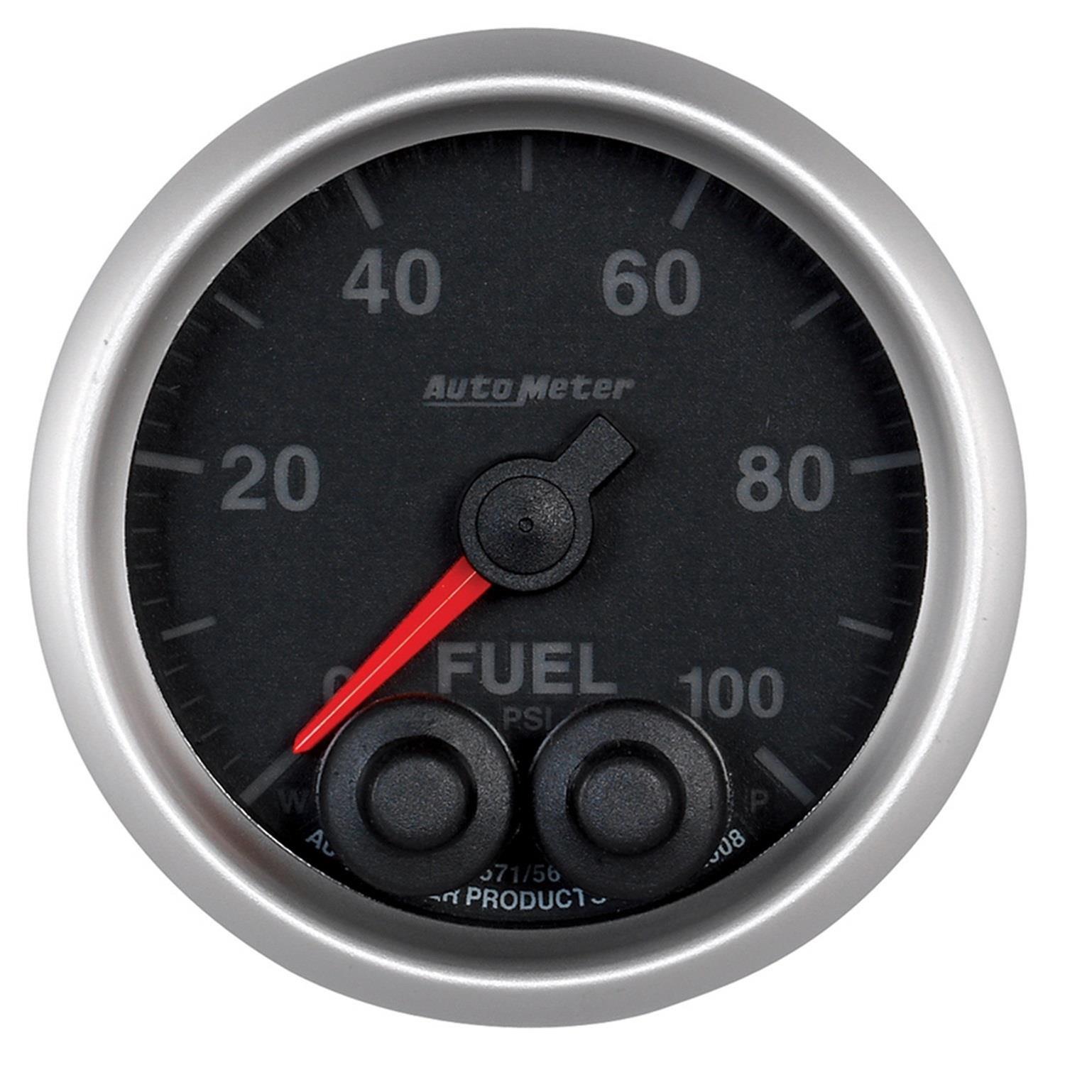 AutoMeter NASCAR Elite Series Analog Gauges 5671-05702-A Gauge, Analog, Stepper Motor w/o Pro Control, w/4AN Sensor, Fuel Pressure, 0-100 PSI, 2 1/16 in. Diameter, Black Face, Each