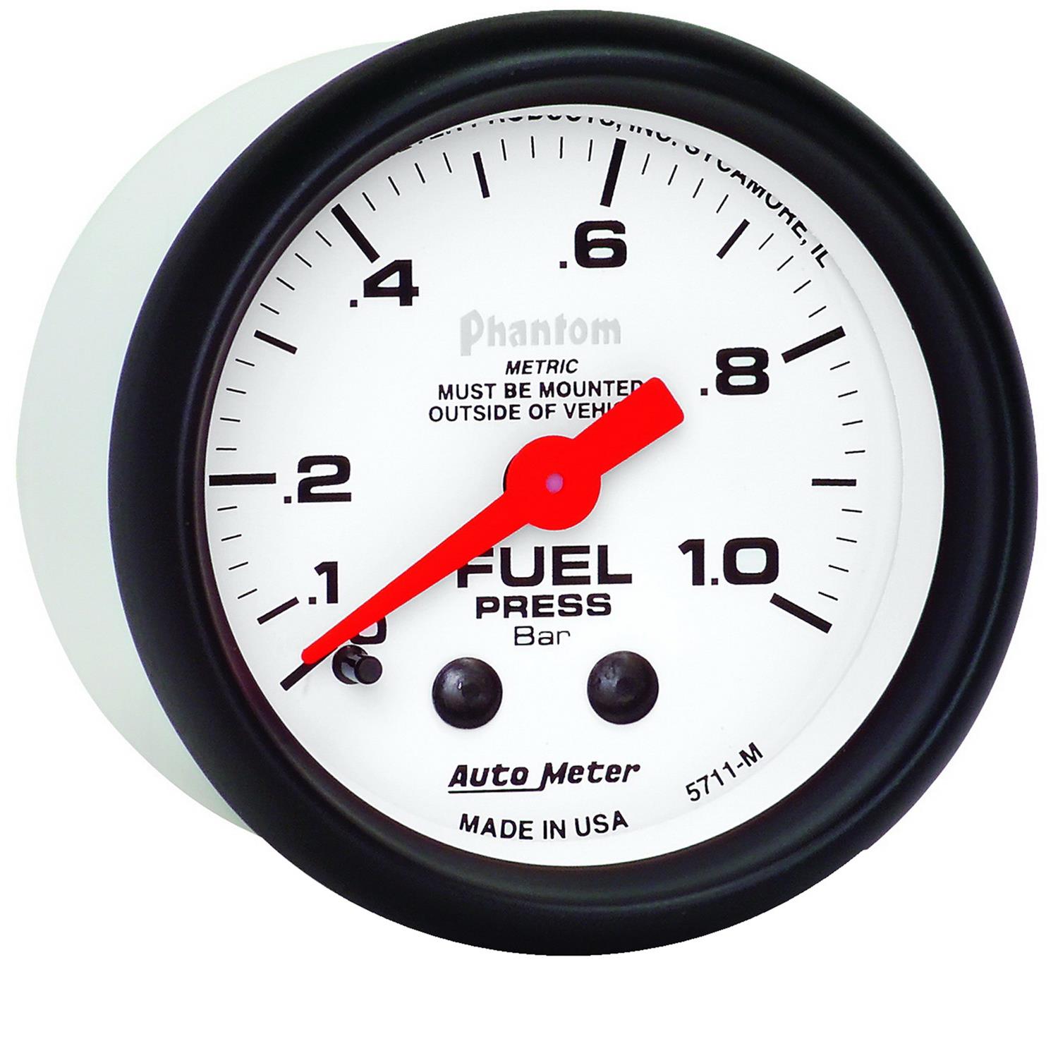 Autometer Phantom 2-1/16in 0-1.0 Bar Mechanical Fuel Pressure Gauge thumbnail 2