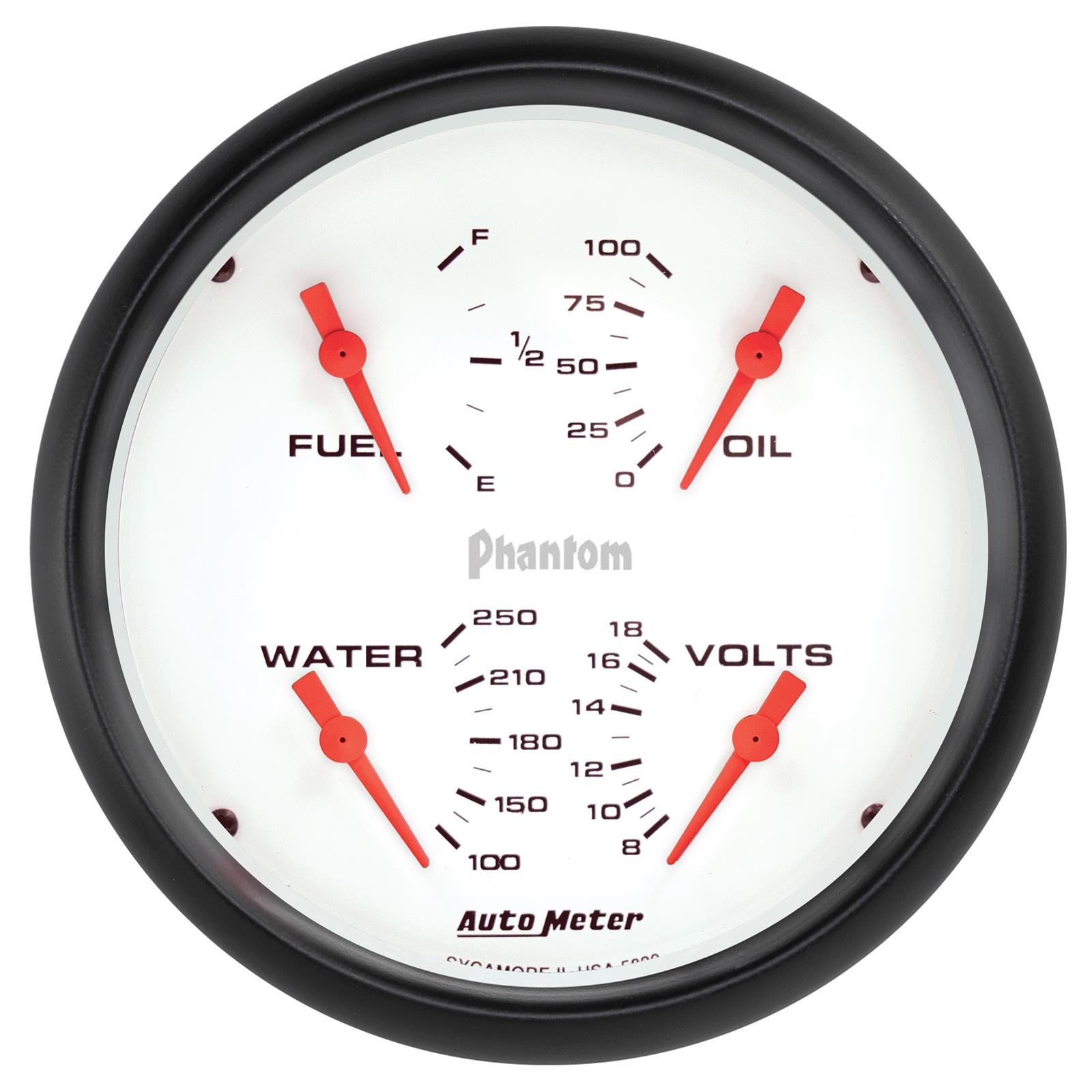 Autometer Phantom Quad 5in. Gauge 240OHm (E) - 33Ohm (F) Electric