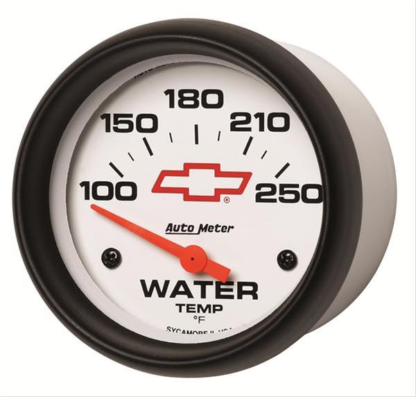AutoMeter Gauge Water Temp 2-5/8in. 100-250 Deg. F Electric Chevy Red Bowtie White thumbnail 3