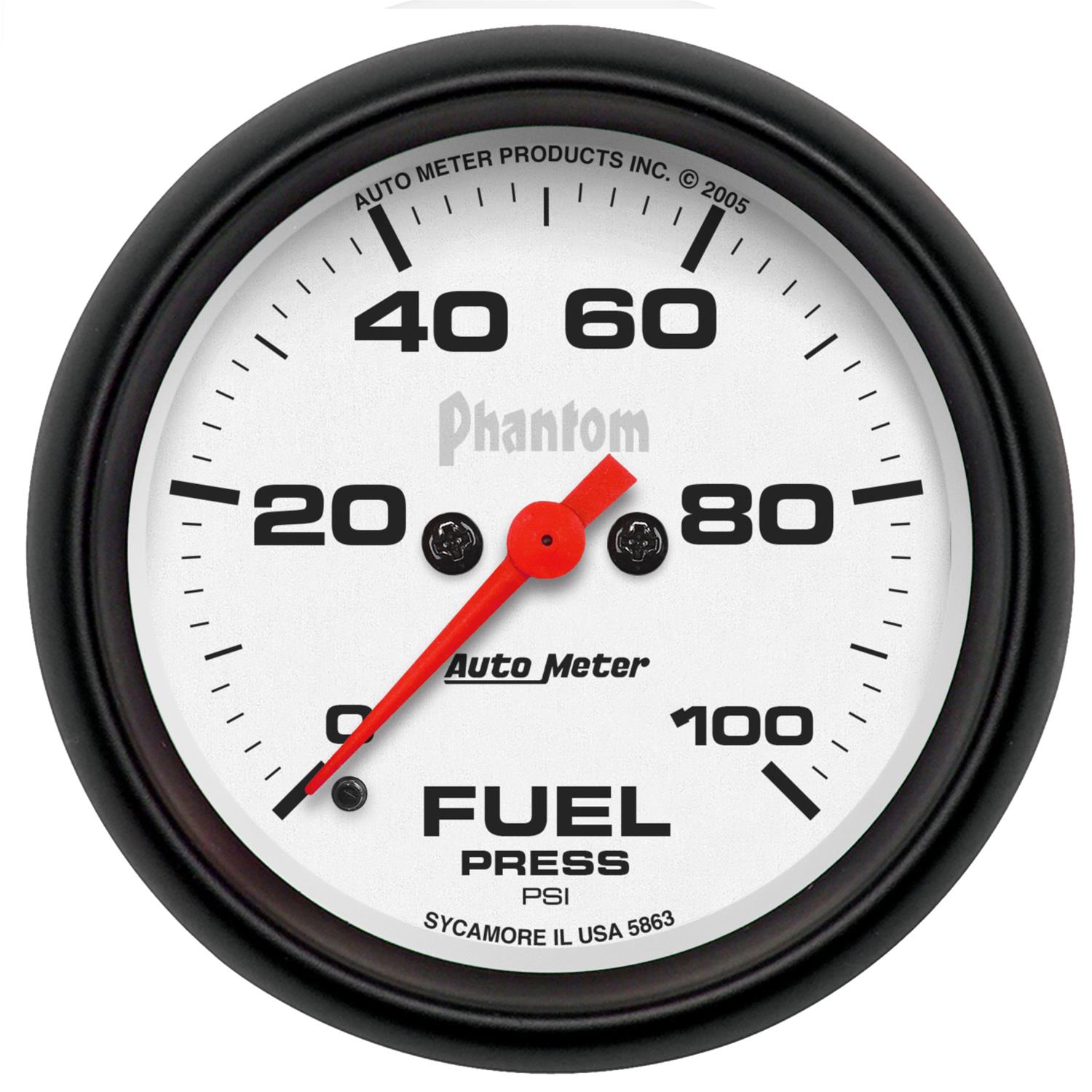 Autometer Phantom 2-5/8in 0-100 PSI Fuel Pressure Gauge