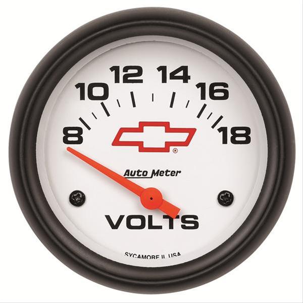 AutoMeter Gauge Voltmeter 2-5/8in. 18V Electric Chevy Red Bowtie White