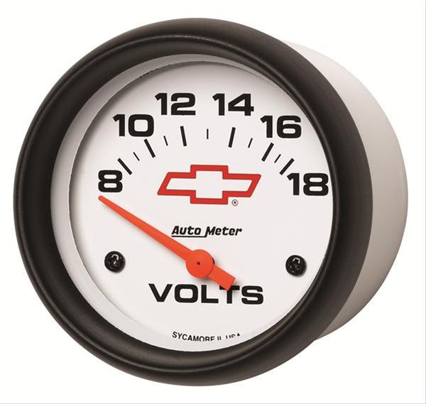 AutoMeter Gauge Voltmeter 2-5/8in. 18V Electric Chevy Red Bowtie White thumbnail 3