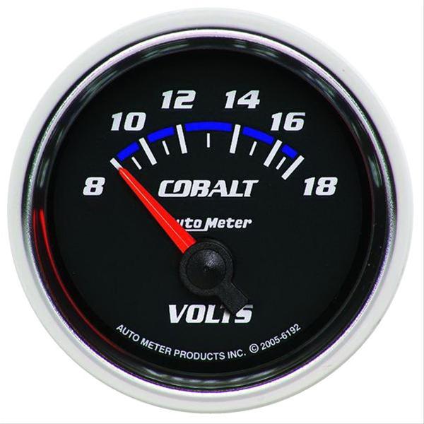 Autometer Cobalt 52mm 8-18 Volts Short Sweep Electric Voltmeter Gauge