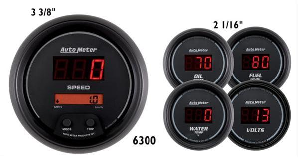 AutoMeter Gauge Kit 5 Pc. 3-3/8in. & 2-1/16in. Elec Speedo Digital Black Dial W/ Red Led thumbnail 2