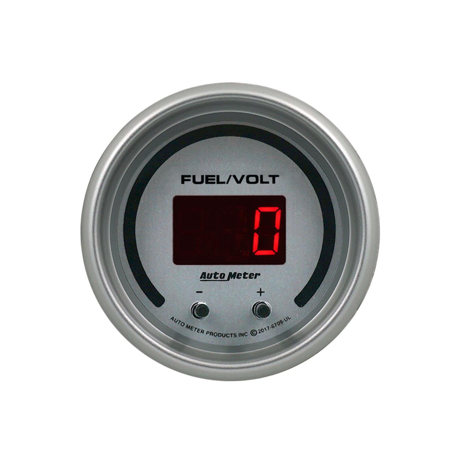 Autometer 52.4mm Silver Switchable 0-100 Fuel Level/8-18V Voltmeter Ultra-Lite Elite Digital Gauge thumbnail 2