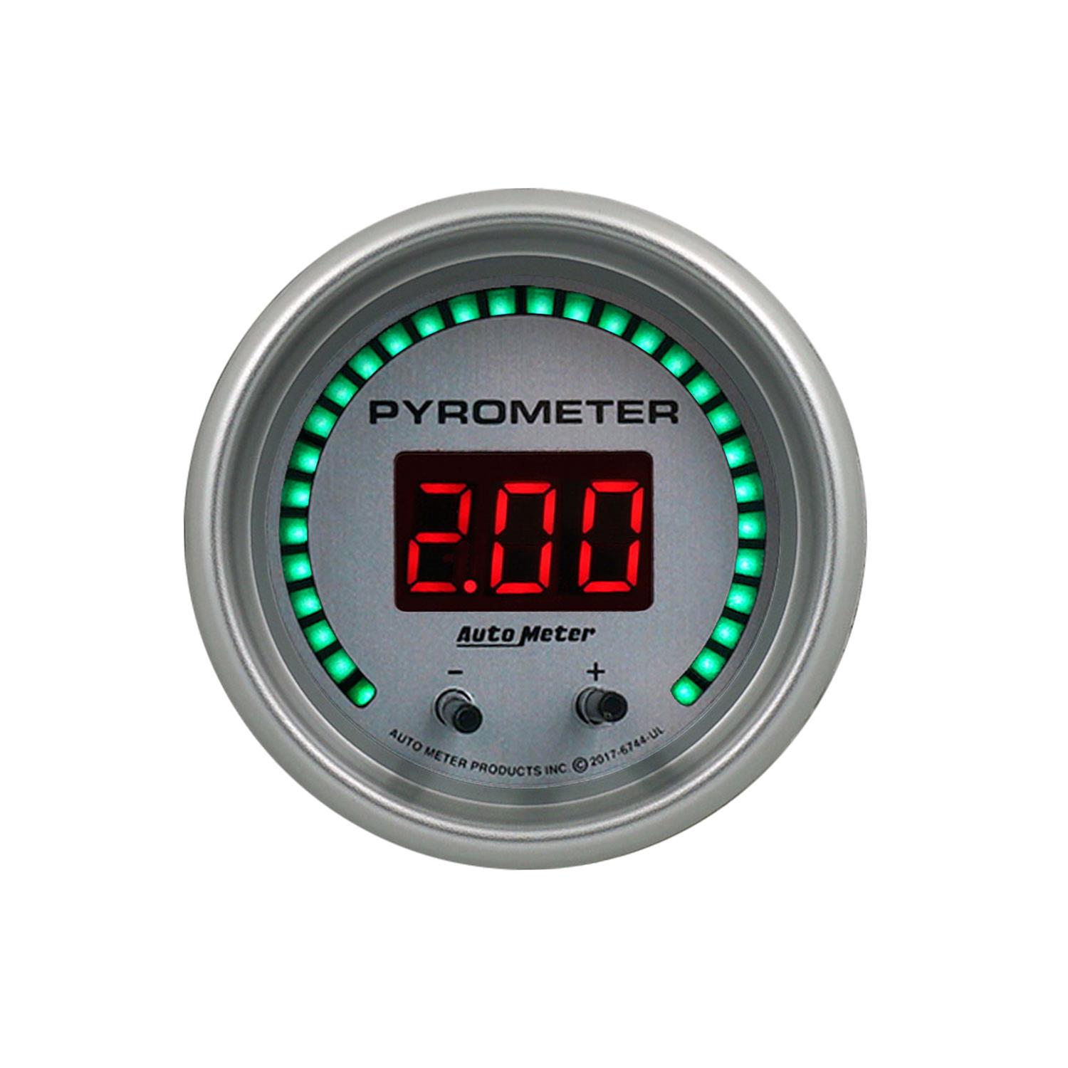 Autometer 52.4mm Silver Two Channel 0-2000 Degree Pyrometer (EGT) Ultra-Lite Elite Digital Gauge