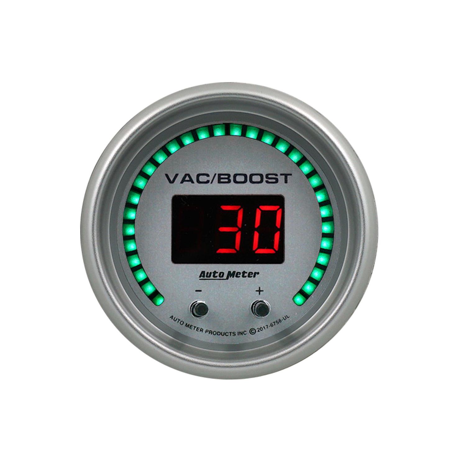 Autometer 52.4mm Silver Switchable 0-1600 PSI/0-110 BAR Vacuum/Boost Ultra-Lite Elite Digital Gauge