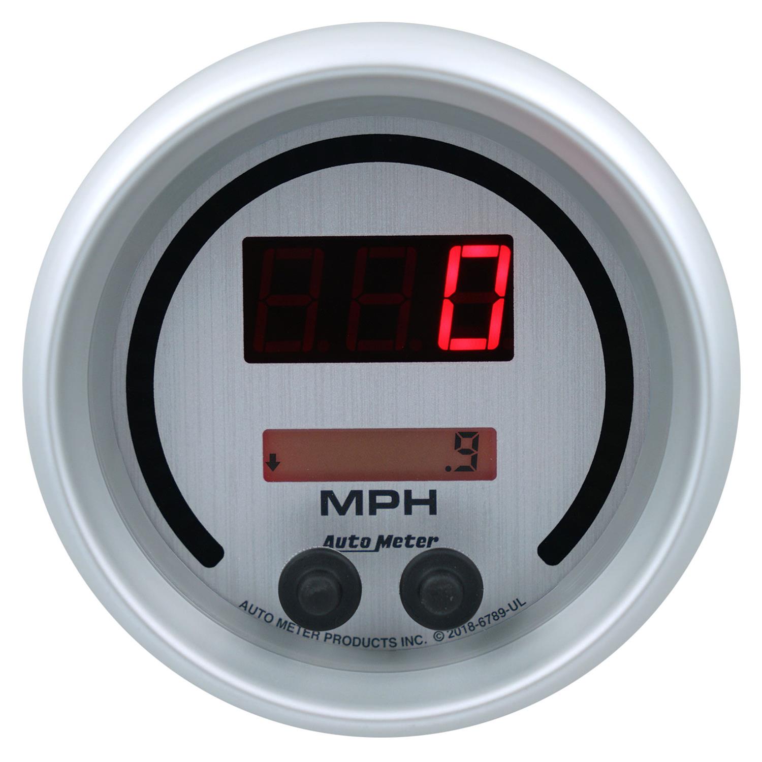Autometer 85.7mm Silver Switchable 260 MPH / 260 KM/H Speedometer Ultra-Lite Elite Digital Gauge thumbnail 2