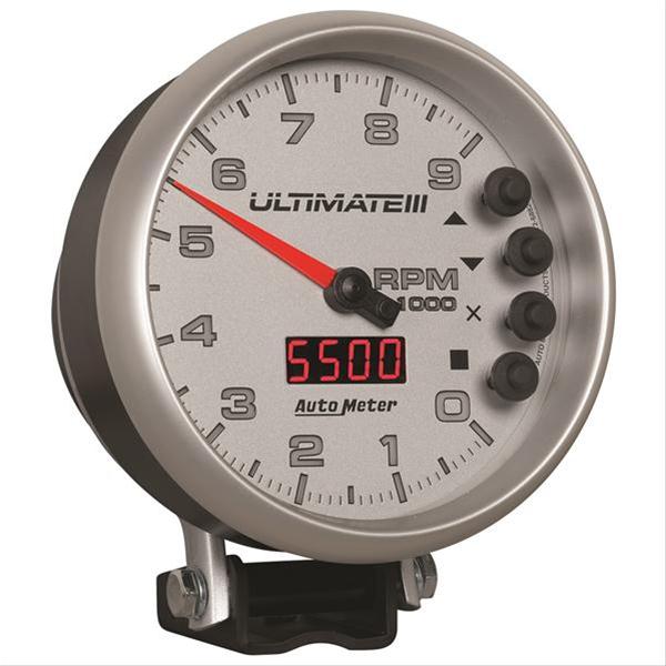 Autometer 5 inch Ultimate III Playback Tachometer 9000 RPM - Silver thumbnail 2