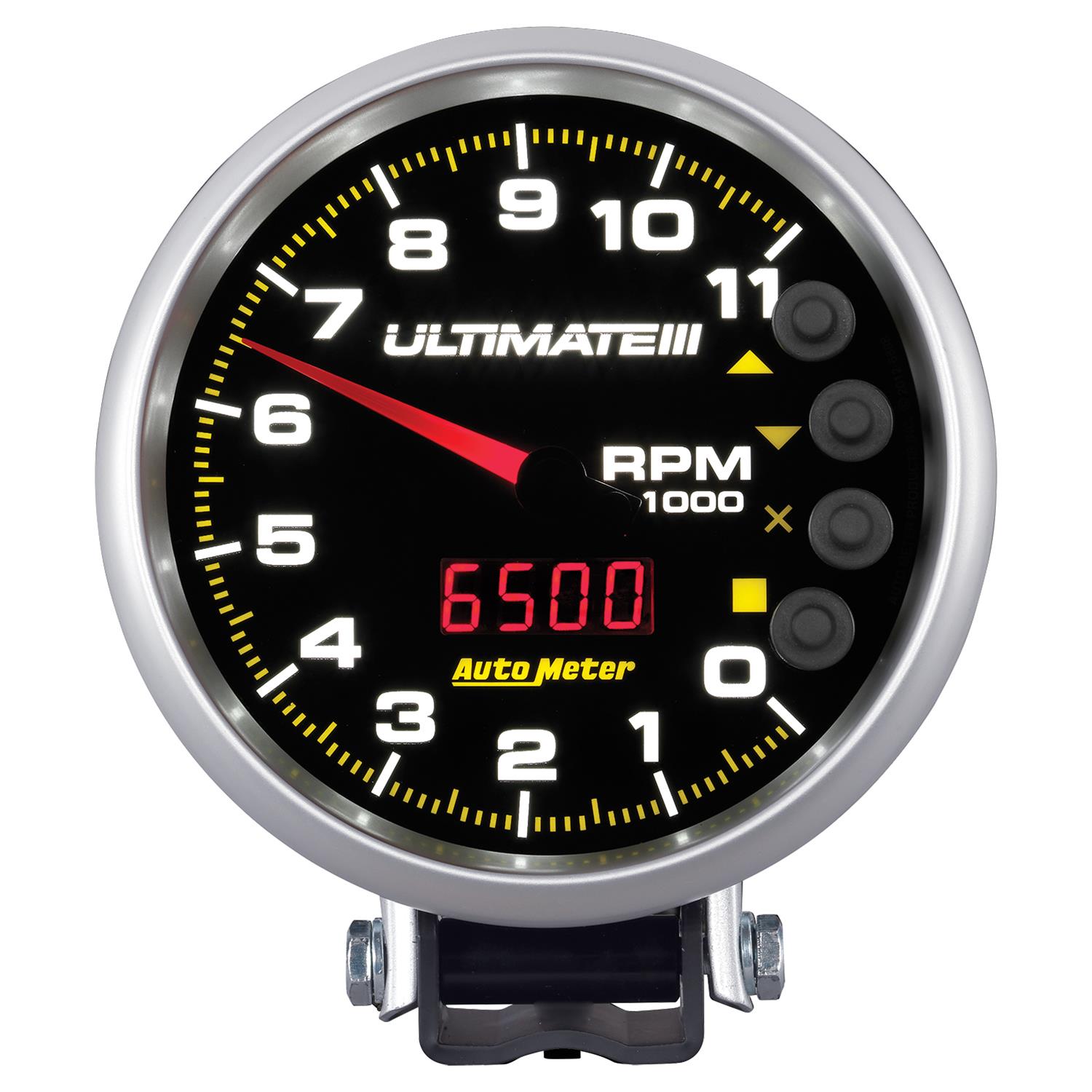 AutoMeter Gauge Tach 5in. 11K RPM Pedestal Datalogging Ultimate IIi Playback Black thumbnail 4