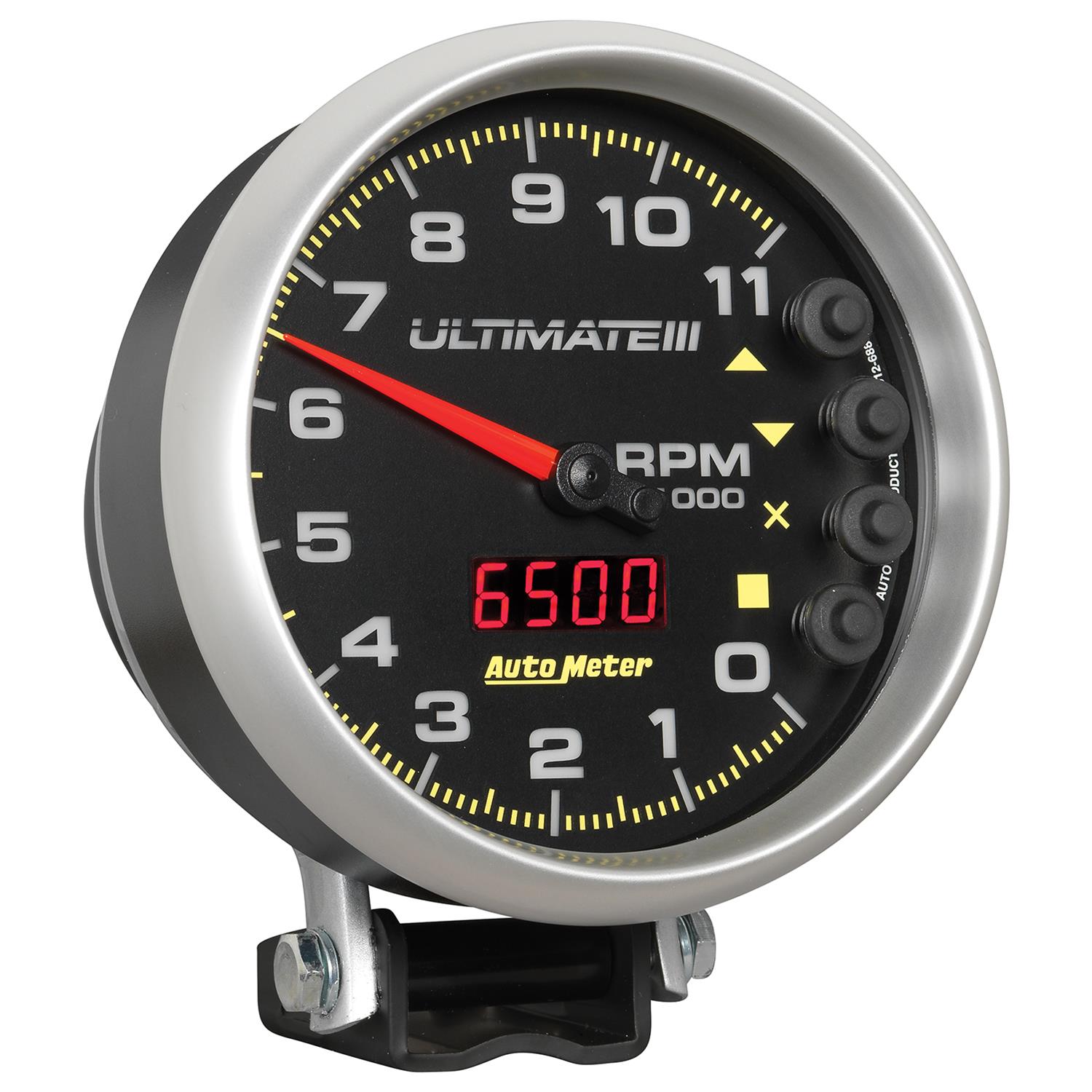 AutoMeter Gauge Tach 5in. 11K RPM Pedestal Datalogging Ultimate IIi Playback Black thumbnail 3