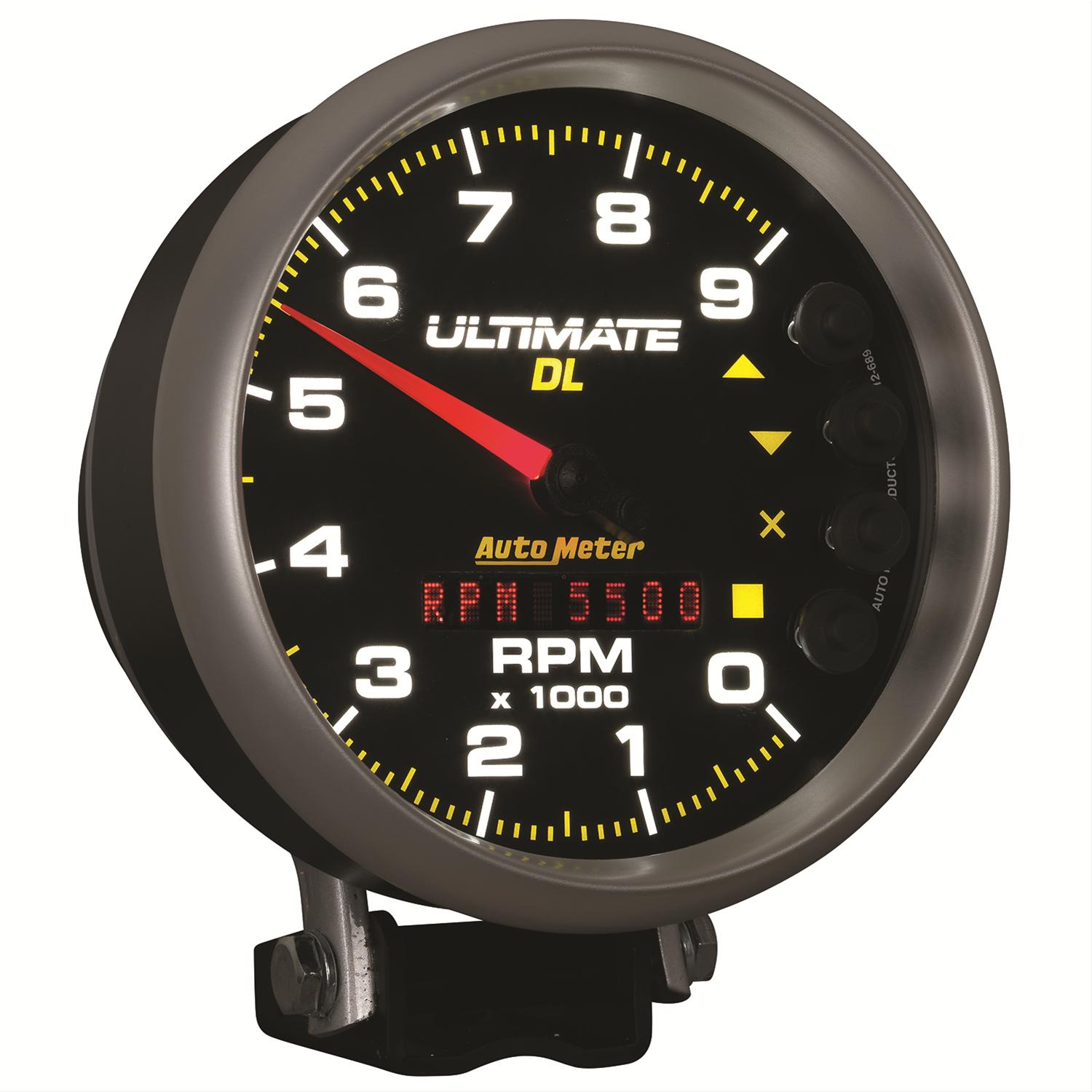 Autometer 5 inch Ultimate DL Playback Tachometer 9000 RPM - Black thumbnail 2