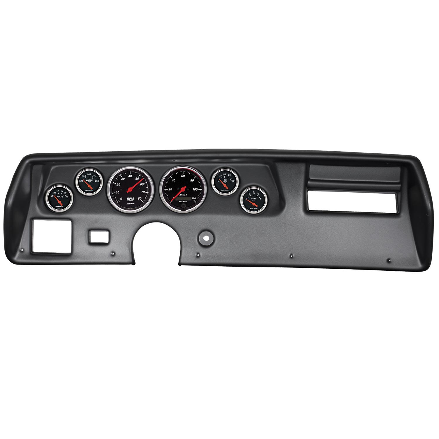 Autometer American Muscle Gauge Kit 6 Pc Chevelle SS/Monte 70-72 Tach/Mph/Fuel/Oilp/Wtmp/Volt