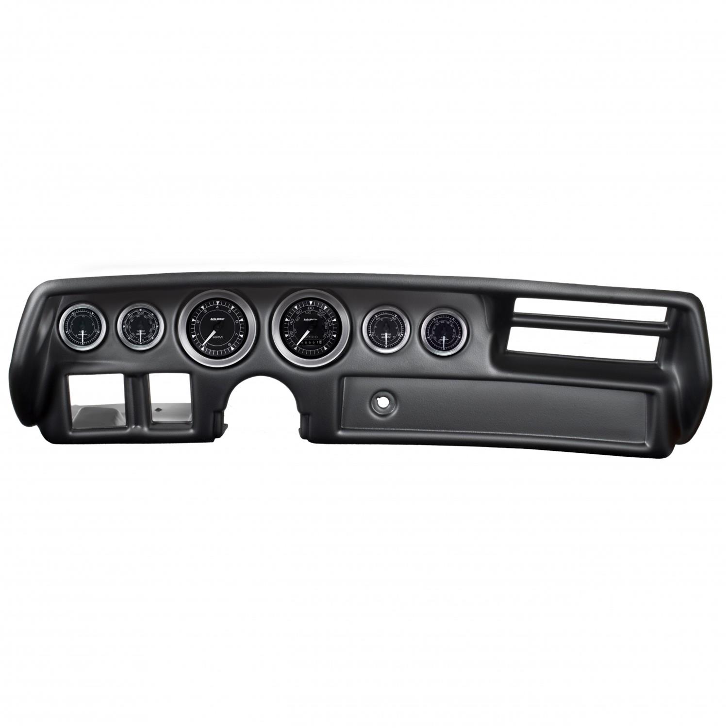 AutoMeter Chrono Series Dash Kits for 1970-1972 CHEVELLE, EL CAMINO - 7026-CH Gauges, Series, Analog, Tachometer, Speedometer, Fuel Level, Oil Pressure, Water Temperature, Volts, Chevrolet, Kit thumbnail 7