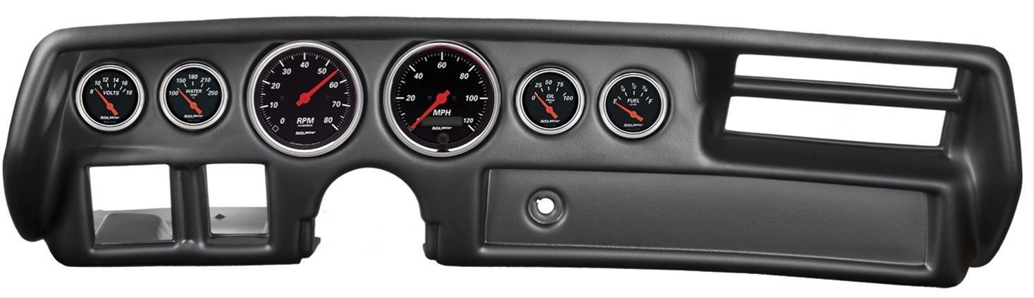 Autometer Designer Black 70-72 Chevelle/ El Camino/ Malibu Dash Kit 6pc Tach/MPH/Fuel/Oil/WTMP/Volt