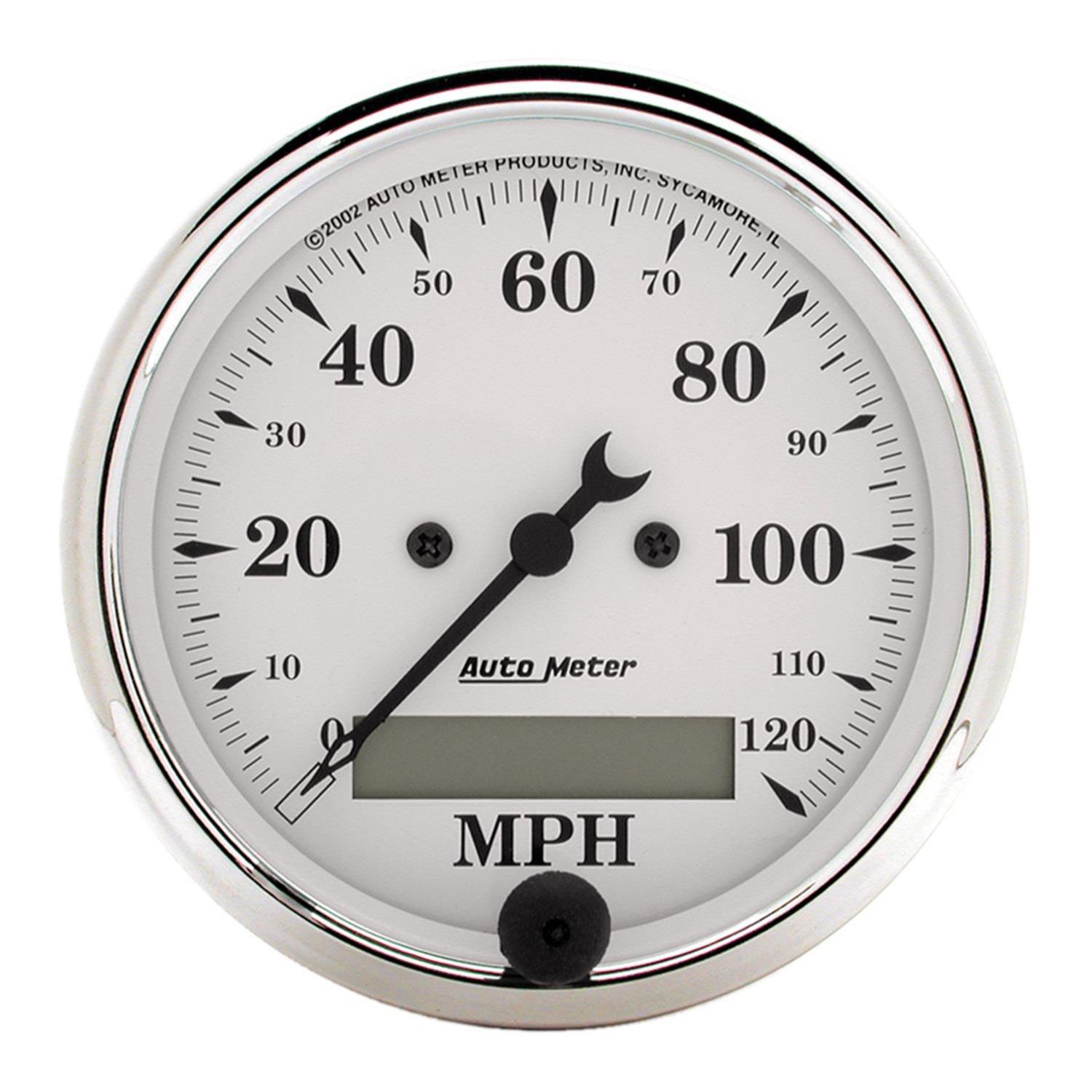 AutoMeter Old Tyme White Series Instrument Clusters for 1953-1955 F-100, F-250, F-350 - 7048-OTW Cluster, White, Analog, Speedometer, Tach, Oil Pressure, Water Temperature, Fuel Level, Voltmeter, Polished Panel, Ford, Kit thumbnail 2
