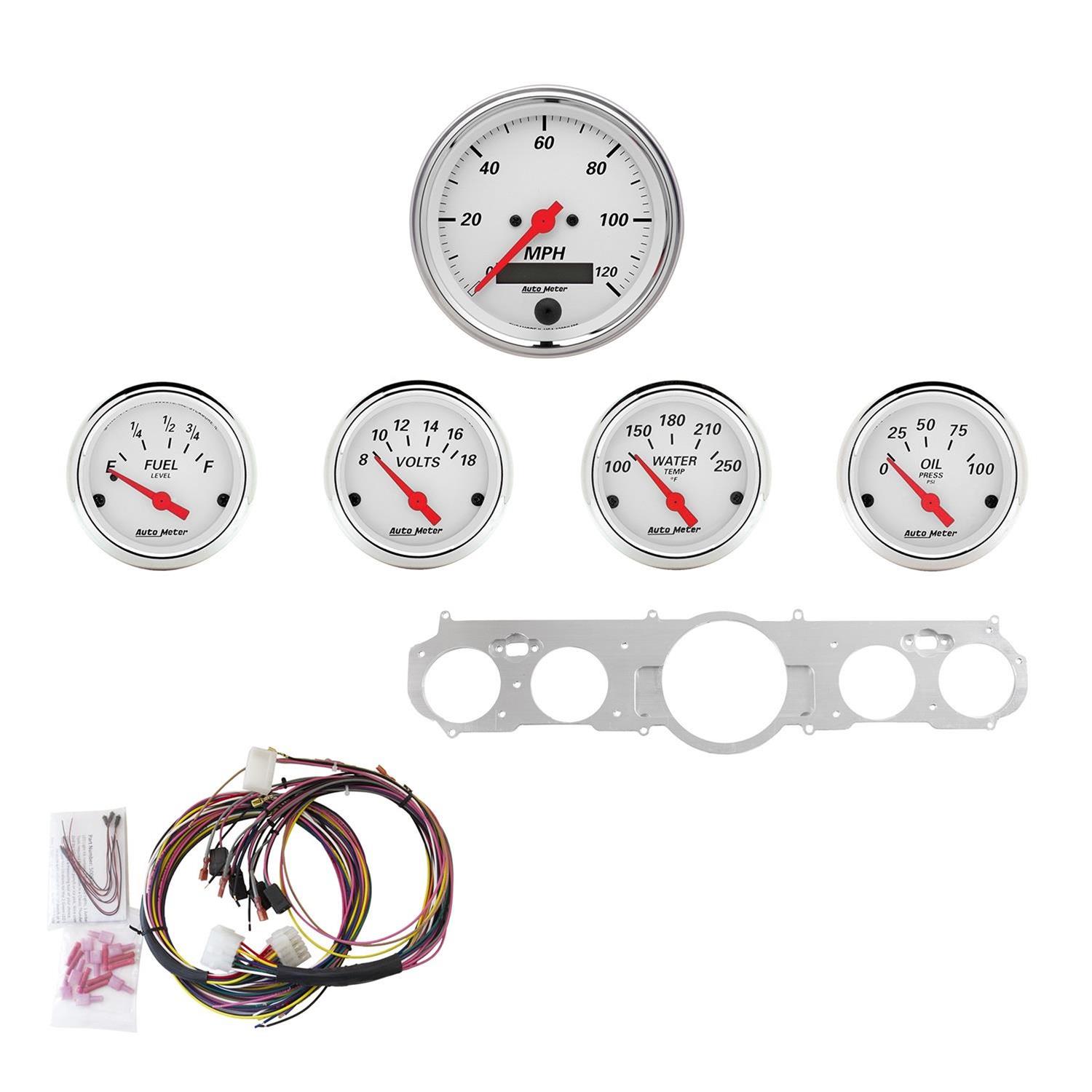 AutoMeter Arctic White Instrument Clusters for 1965-1966 MUSTANG - 7035-AW Cluster, White, Analog, Speedometer, Oil Pressure, Water Temperature, Fuel Level, Voltmeter, Face, Polished Panel, Ford, Kit thumbnail 3